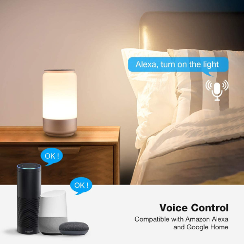  Lepro Lámpara inteligente para dormitorio lámpara de mesita de  noche funciona con Alexa Google Home, colores sintonizables blanco y rojo  verde azul (RGB) cambio de color regulable lámpara LED táctil para
